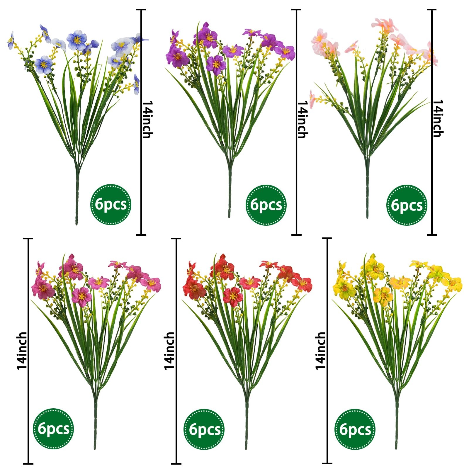 36 Pcs Artificial Flowers for Outdoor, UV Resistant Faux Silk Flowers, Fake F…