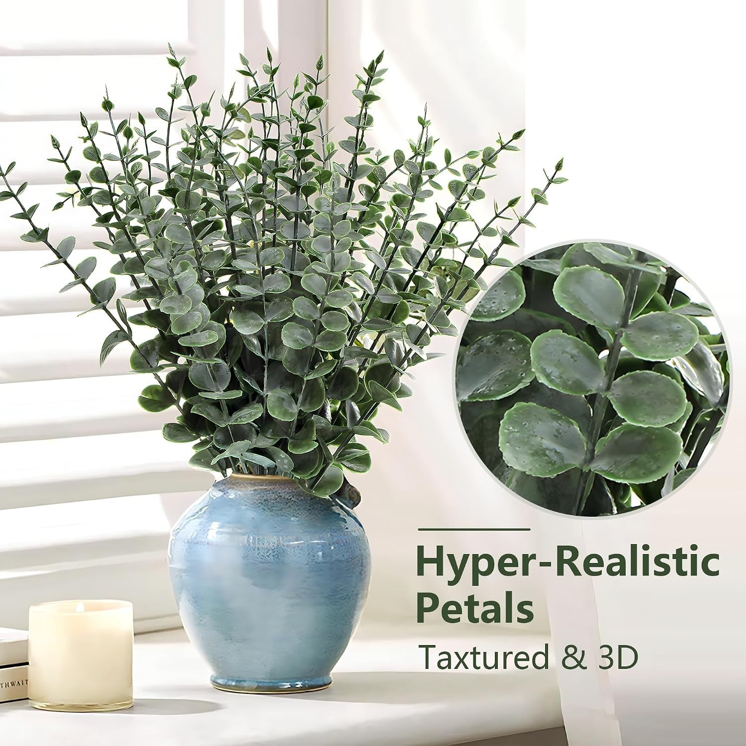40pcs Artificial Eucalyptus Stems Fake Eucalyptus Leaves Greenery Stems for I…