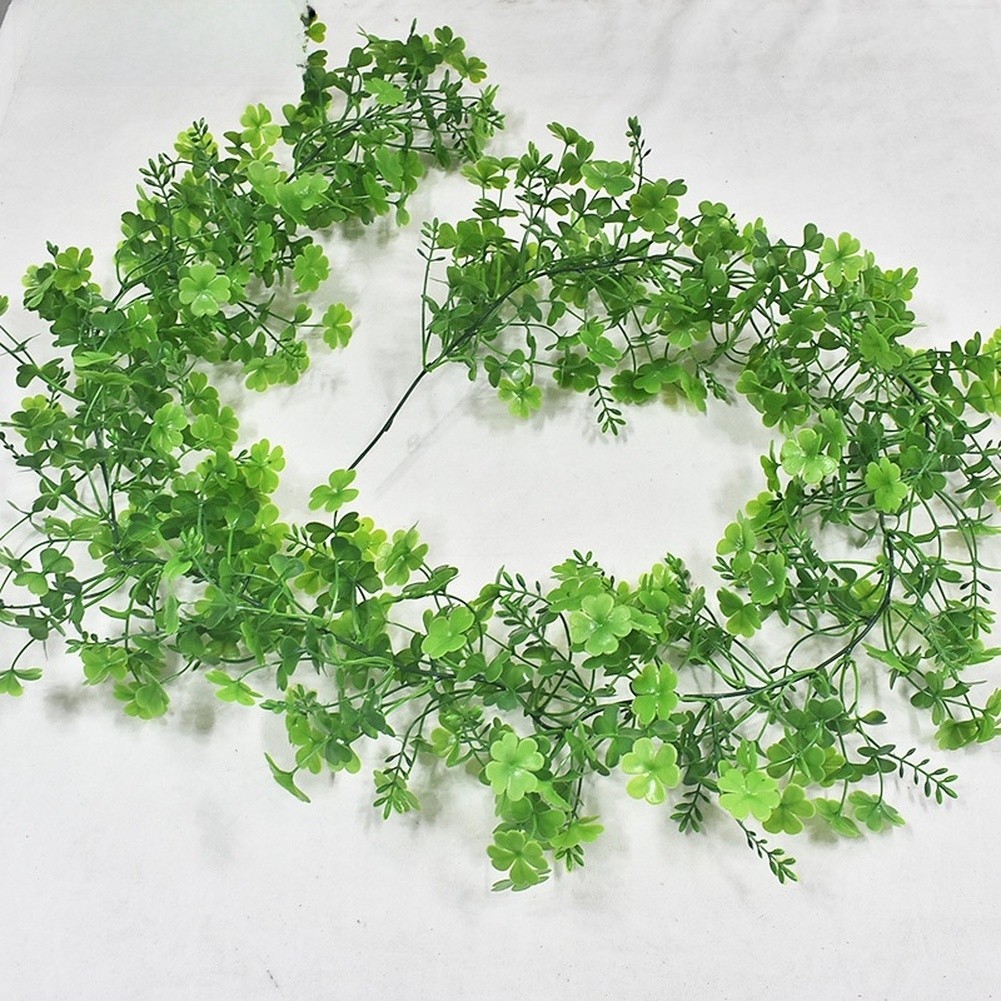 180cm Clover Wreath Green Artificial Rattan Shamrock Decor for Home Event