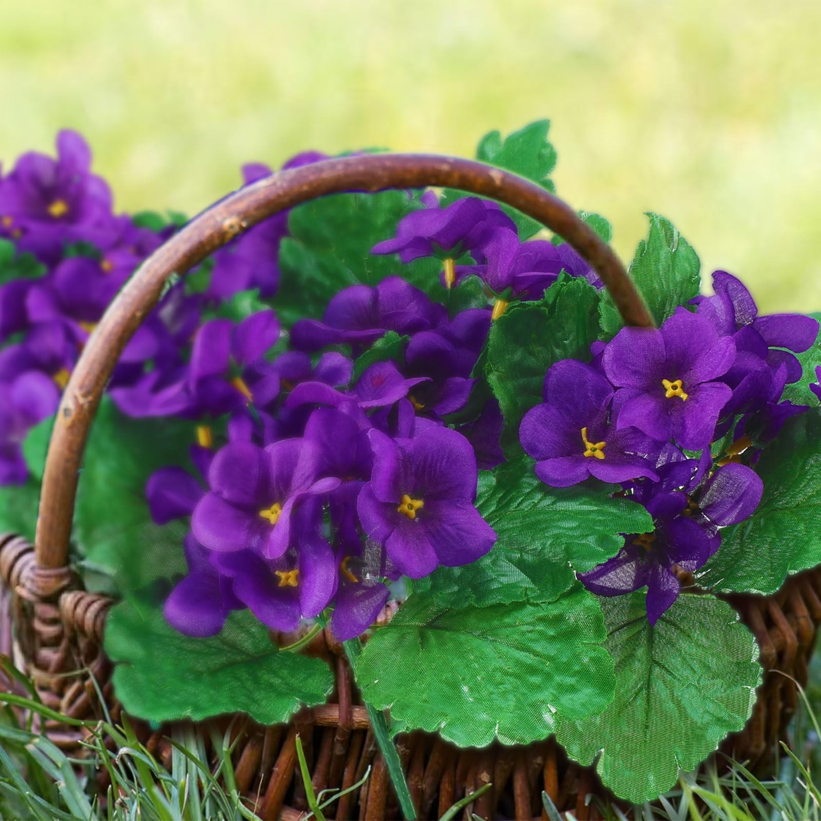 6 Pack Purple African Violet Artificial Silk Flower Bushes Individual Artific…
