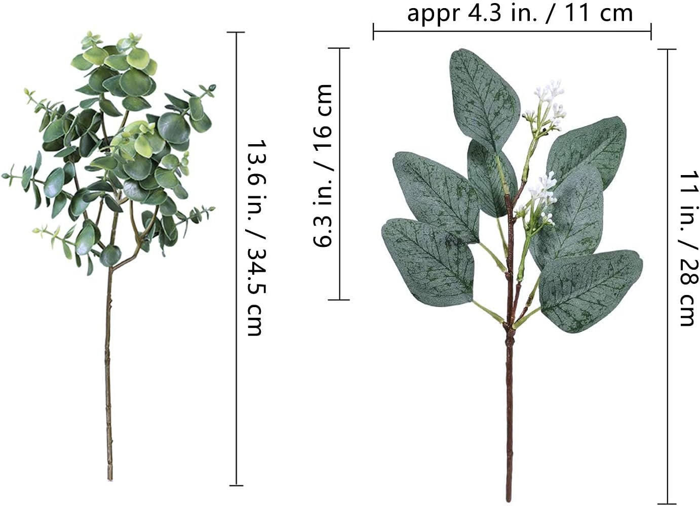 Mixed Eucalyptus Leaves Stems Bulk Artificial Eucalyptus Leaves Sprays Faux Oval