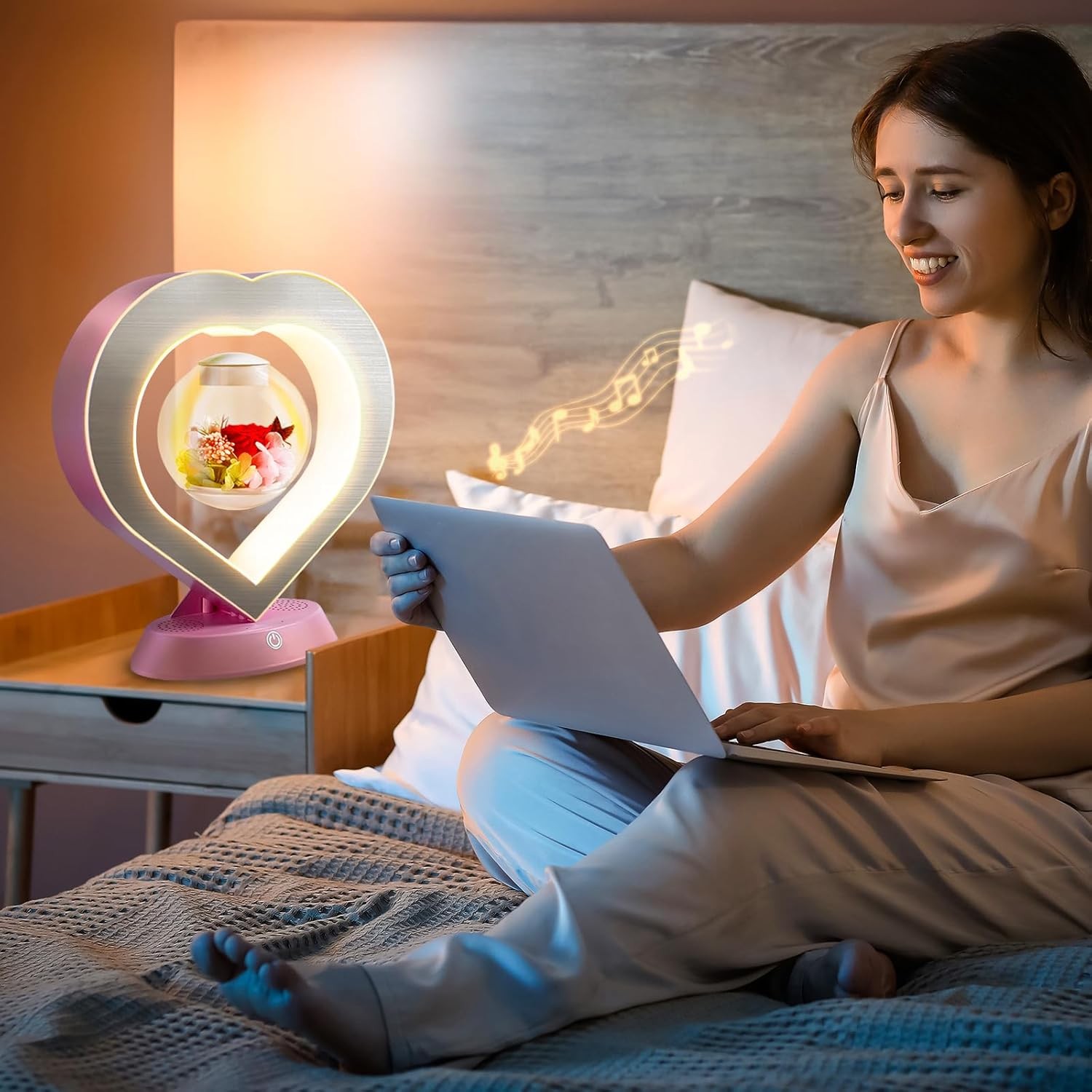 Heart-Shaped Eternal Rose Bouquet (with Bluetooth Speaker),