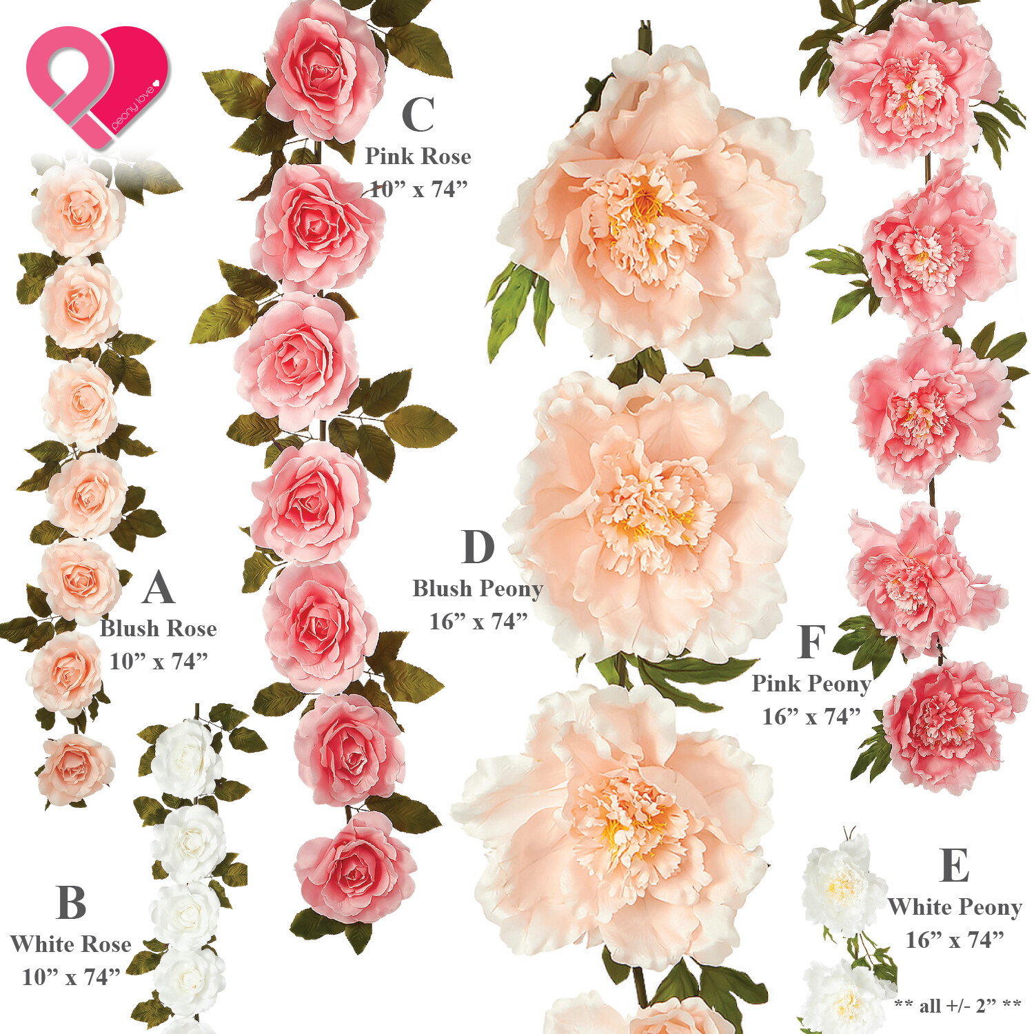 Jumbo Silk Rose Peony Garland Flower Stand Artificial Giant Leaf Vine Big Large