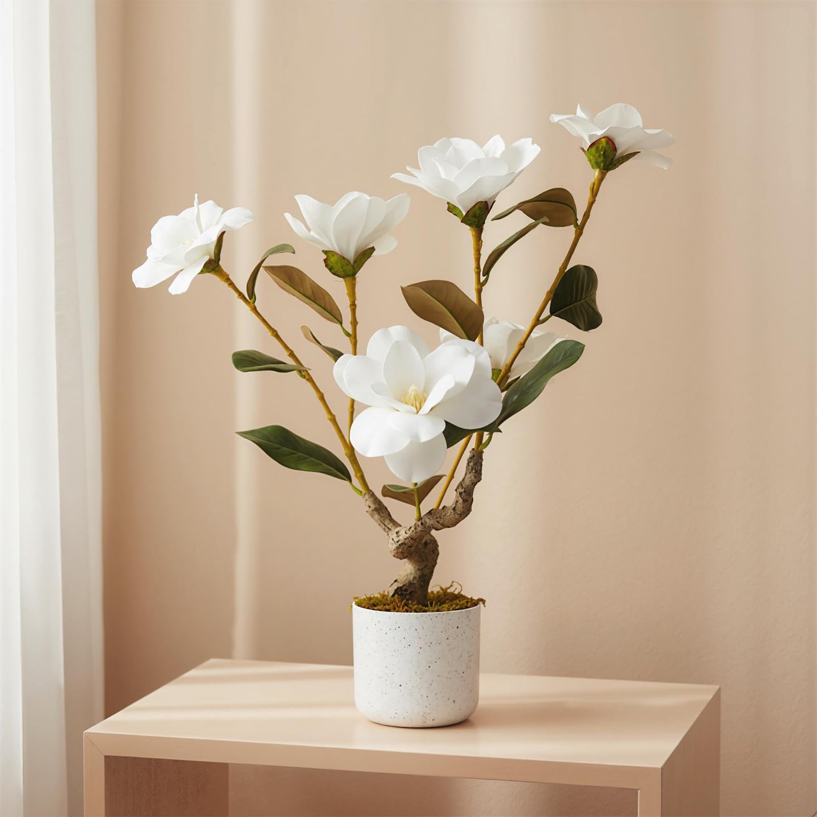 White Fake Orchids Flowers in Pot 2 Pack,24 inch Faux Orchids Plant Real Touc…