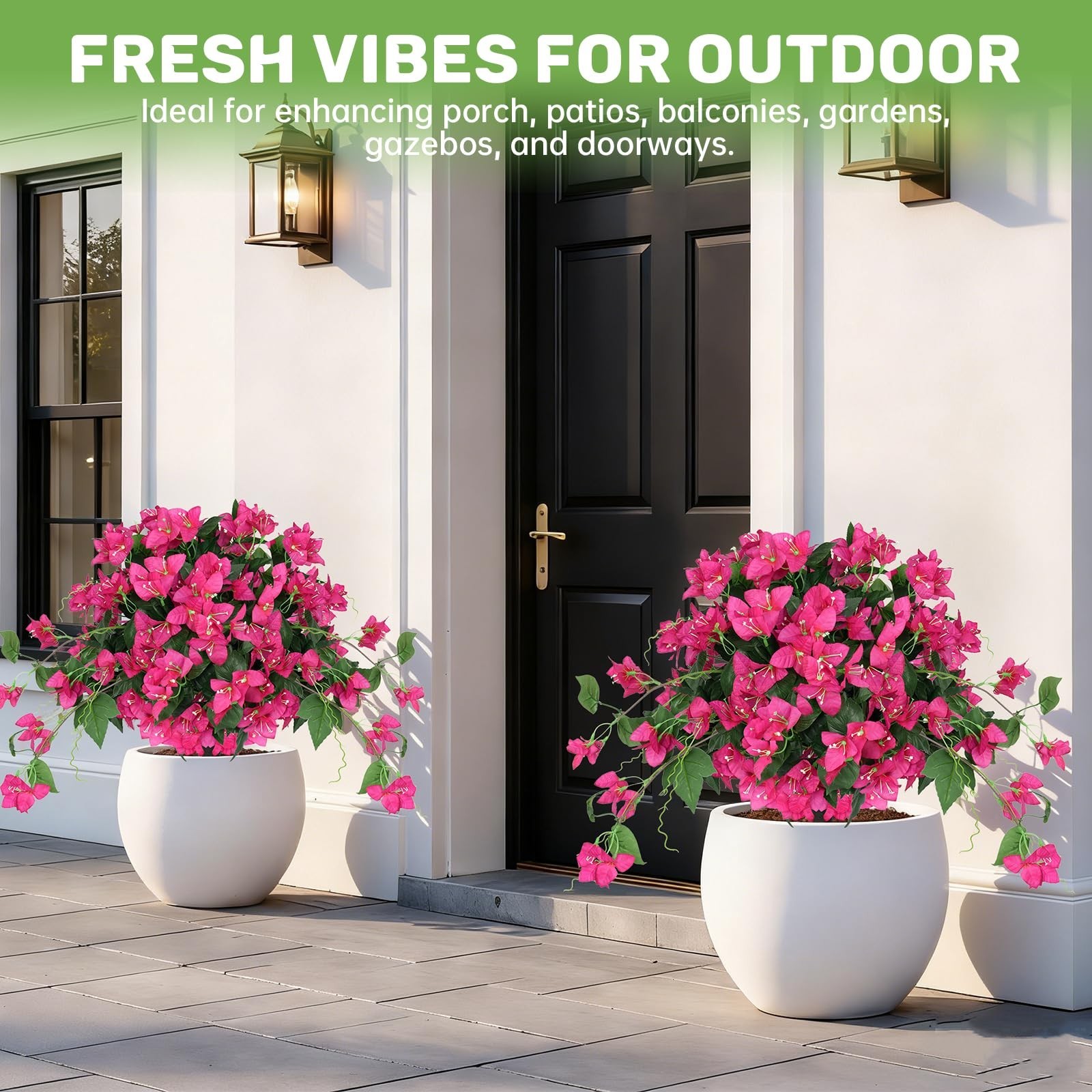 2Pack Faux Bougainvillea Topiary Balls – UV Resistant Silk Plants for Outdoor De