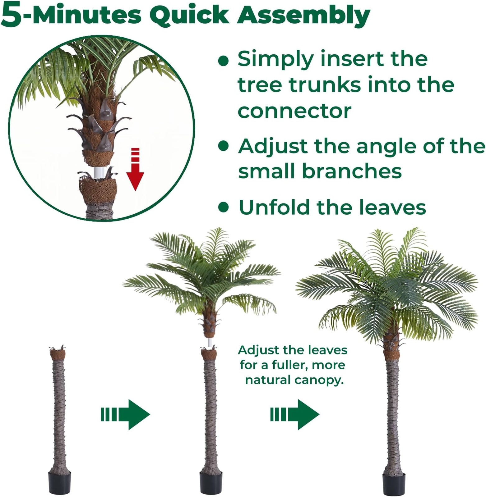 8.5FT Artificial Coconut Palm Tree Set of 2, UV Resistant Faux Sago Palm Plan…