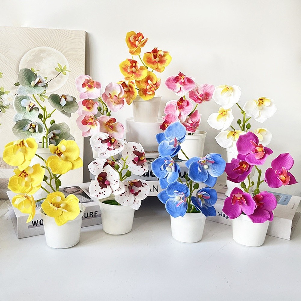 Artificial Orchid Flowers 5 Pcs 21cm Tall for Living Room Bedroom Office Decor