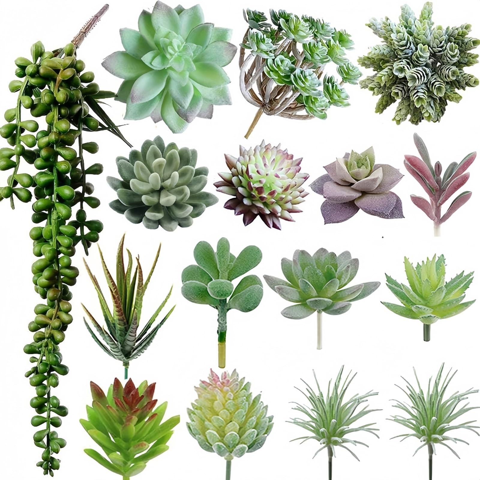 16 PCS Artificial Succulent Plants Unpotted Faux DIY Craft Floral Garden Decor