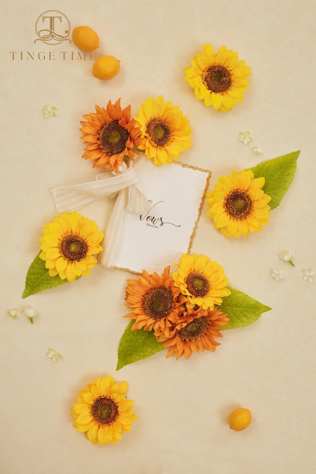 9 pcs 6” Silk Artificial Sunflowers Yellow Orange Faux Flowers with Stems DIY