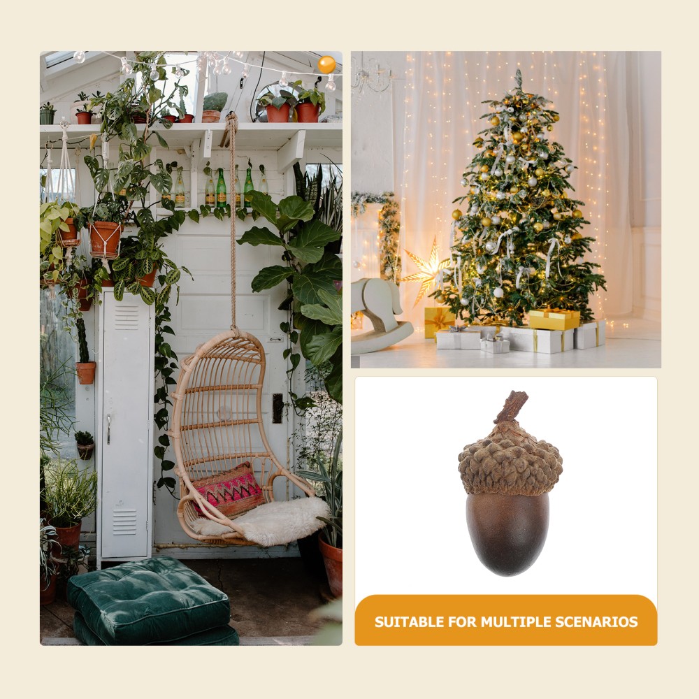60Pcs Reusable Artificial Acorns Light Brown for Kitchen Party and Wedding Decor