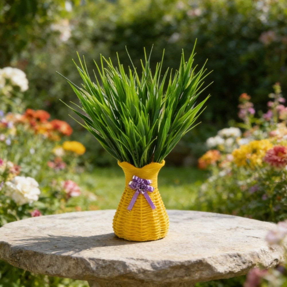 Plastic Artificial Grass 5 Pack for Vase Wedding Outdoor Home Photography Props