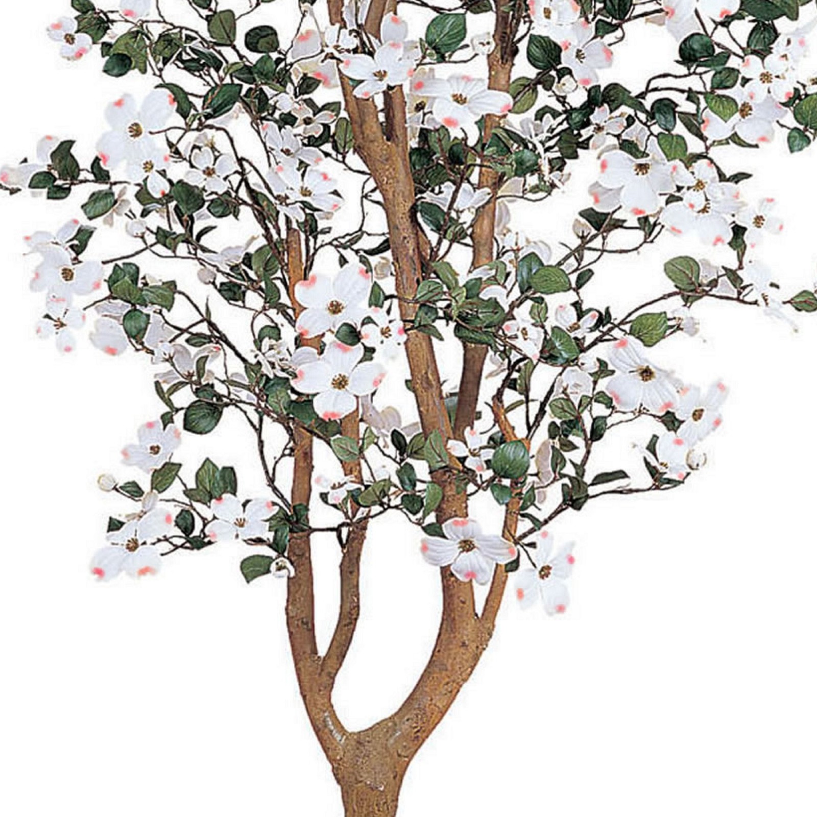 Nearly Natural 60″ Dogwood Silk Tree with 1121 Leaves in White/Black