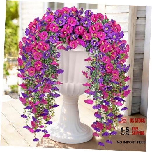 Artificial Hanging Flowers for Outdoors PCS 300 Blooms 2 Fuchsia & Lightpurple