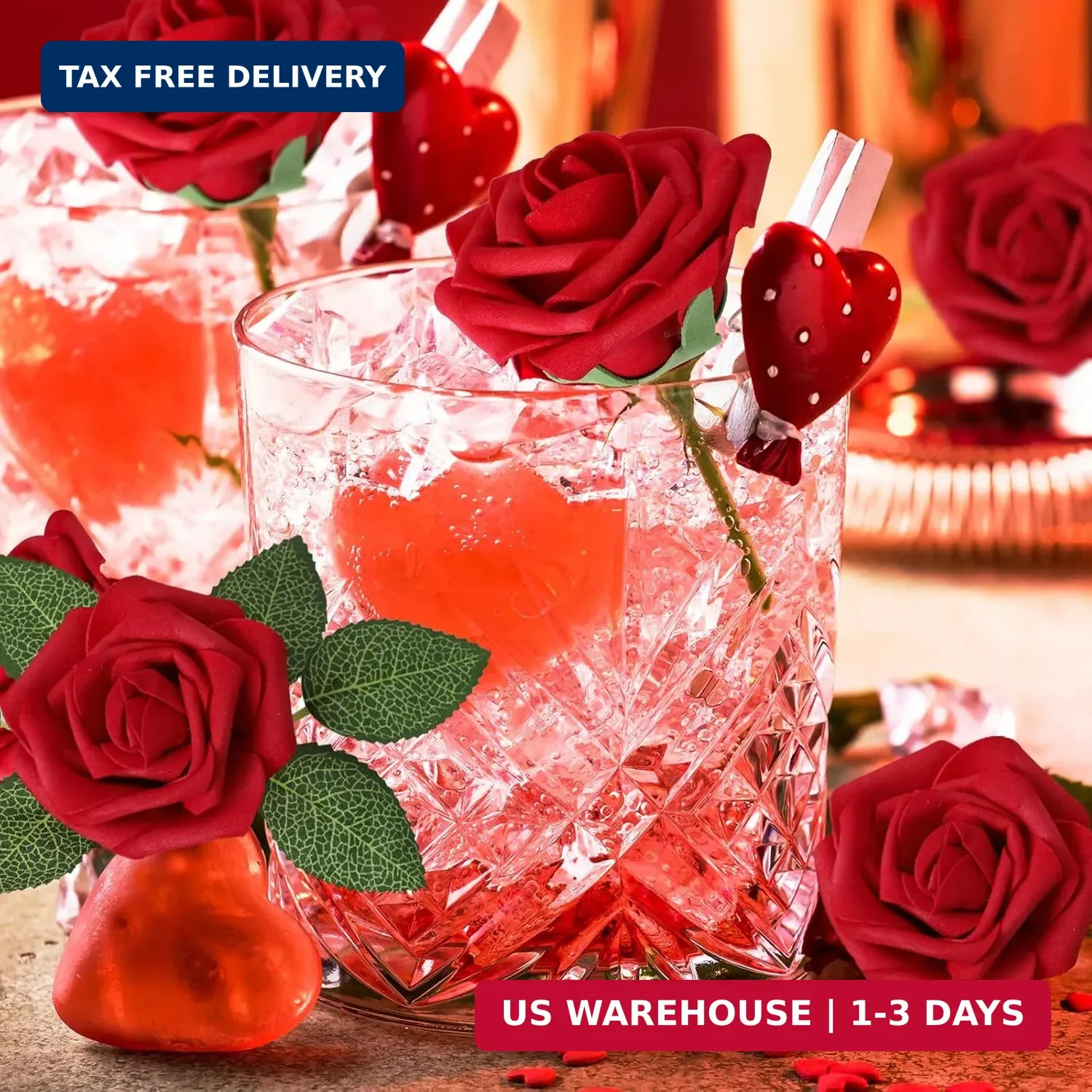 AmyHomie Artificial Flowers Dark Red Rose 25pcs Real Looking Fake Roses w/Stem f