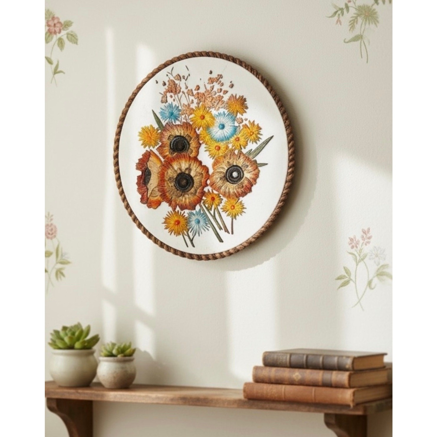 Vintage Carved Wood Floral Wildflowers Wall Art Decor Plaque Retro Cottagecore