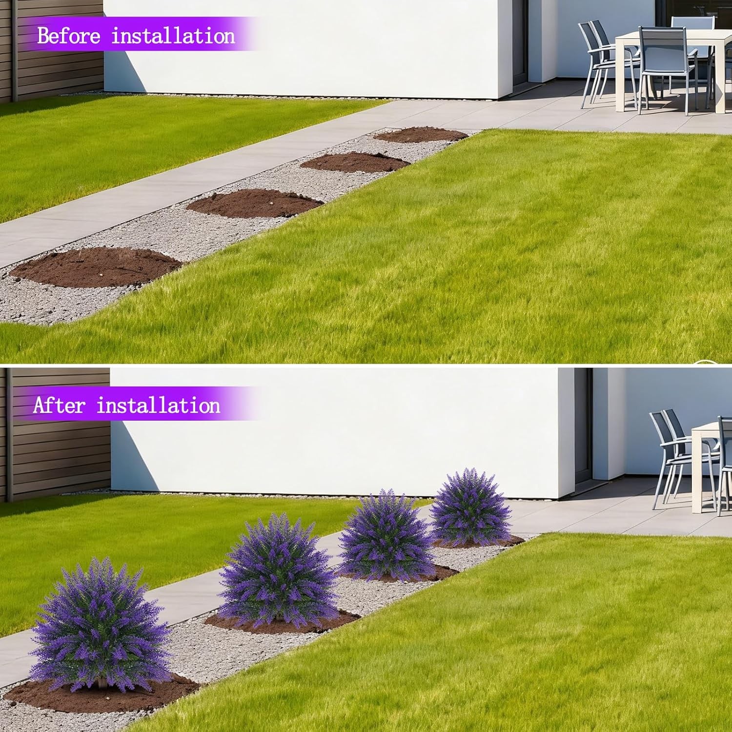 24in Artificial Lavender Topiary Bushes Set of 2 UV Resistant Fake Plant Decor