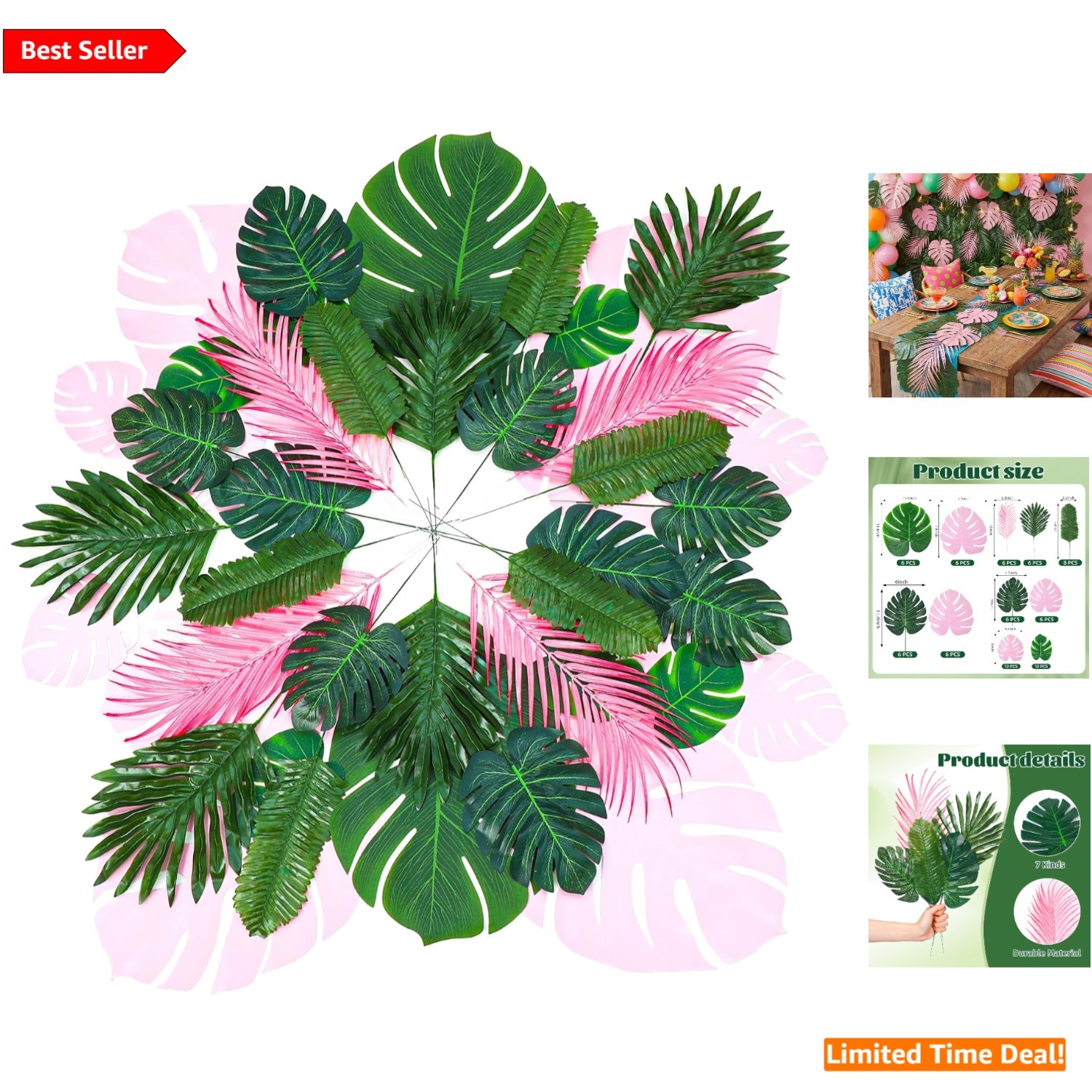 Colorful 80 PCS Palm Leaves – Perfect for Summer Celebrations & Events