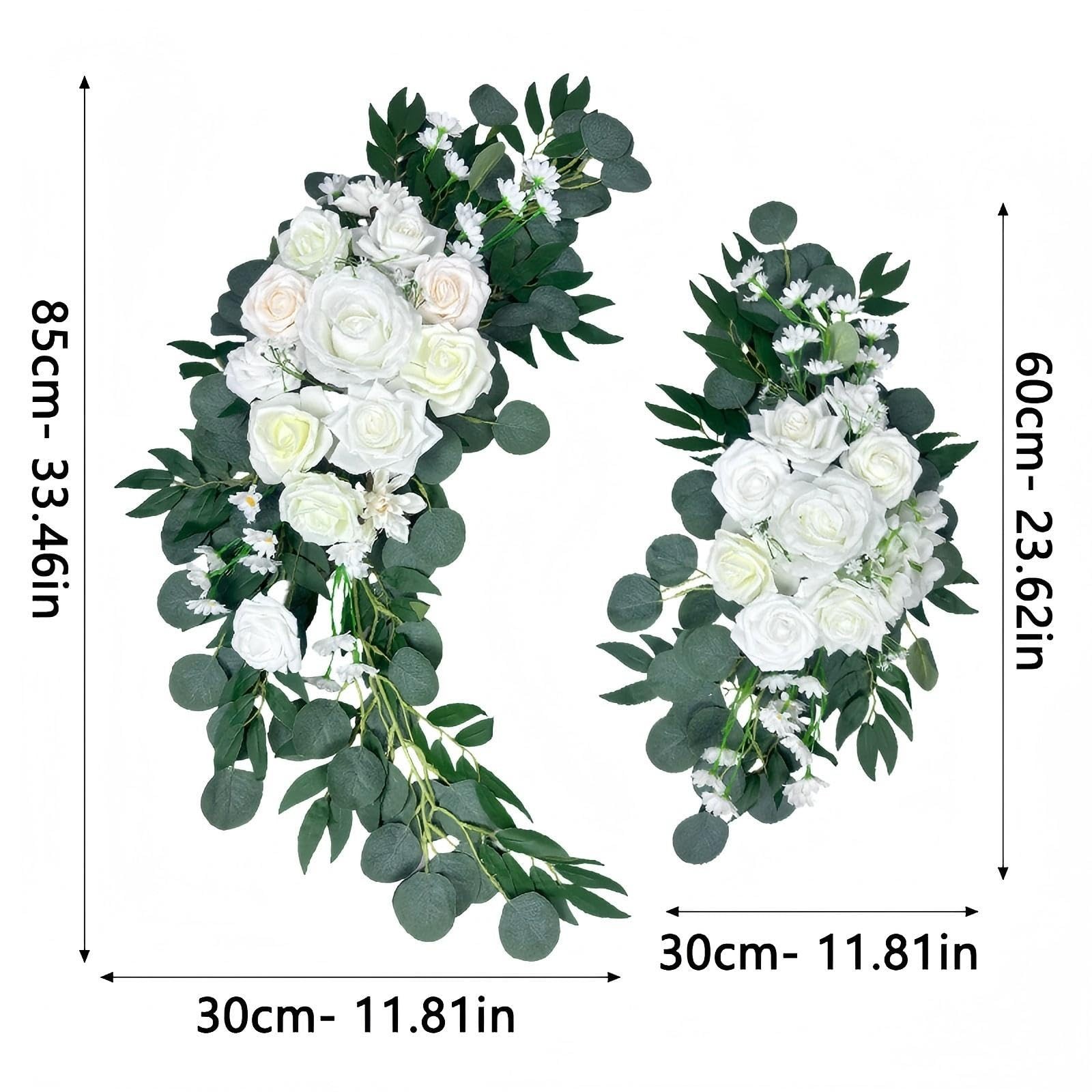 Petalivebioom Wedding Arch Flowers Set of 2 White Floral Swag for Wedding Cer…