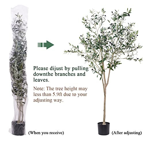 Artificial Olive Tree, 6FT Tall Faux Silk Plant Artificial Tree in Potted