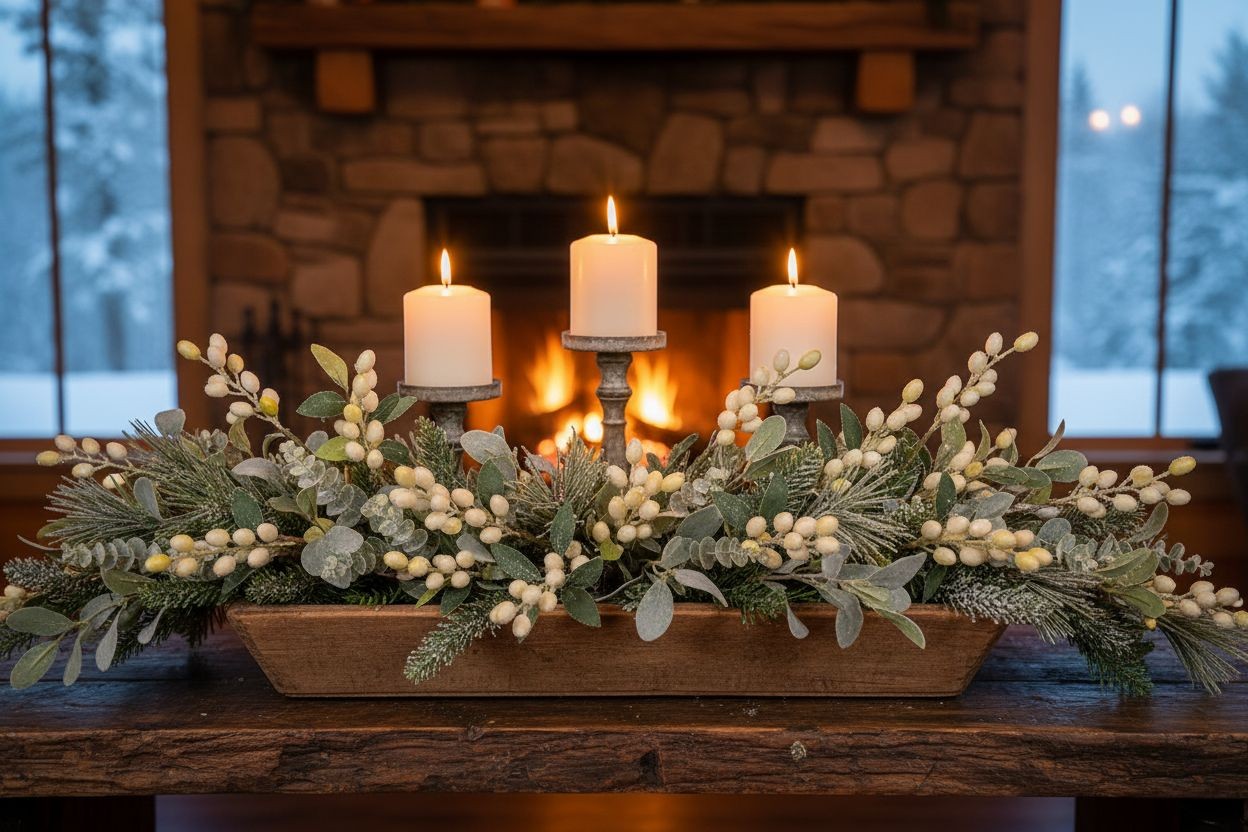White Berry Stem 13.5 Inch Artificial Berry Branch Farmhouse Lodge Cabin Decor