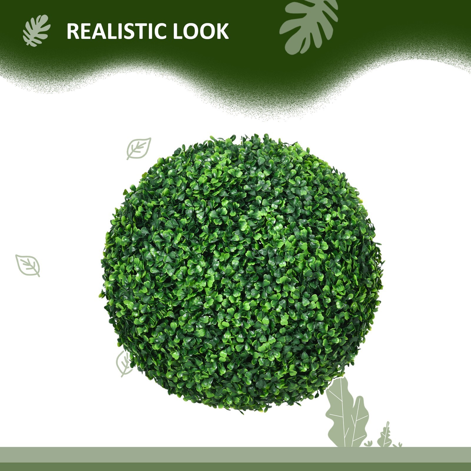 Set of 2 15.75 Inch Artificial Ball Boxwood Topiary Trees Balls