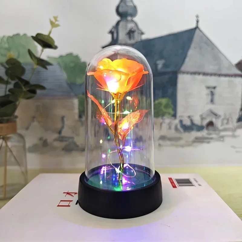 Eternal Forever Galaxy Rose Flower In Glass Dome LED Light Romantic Gift for Her