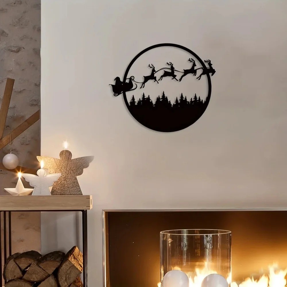 Large Round Merry Christmas Metal Wall Sign – Festive Home Decor