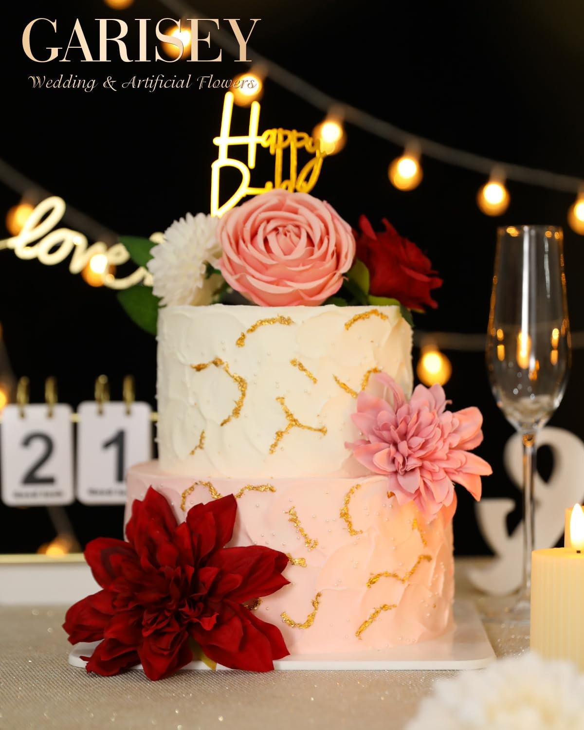 Artificial Flowers Combo, Mix Silk Flowers Roses, Peonies, Dahlias with Stems…