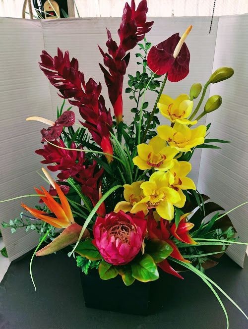 Artificial tropical floral arrangement