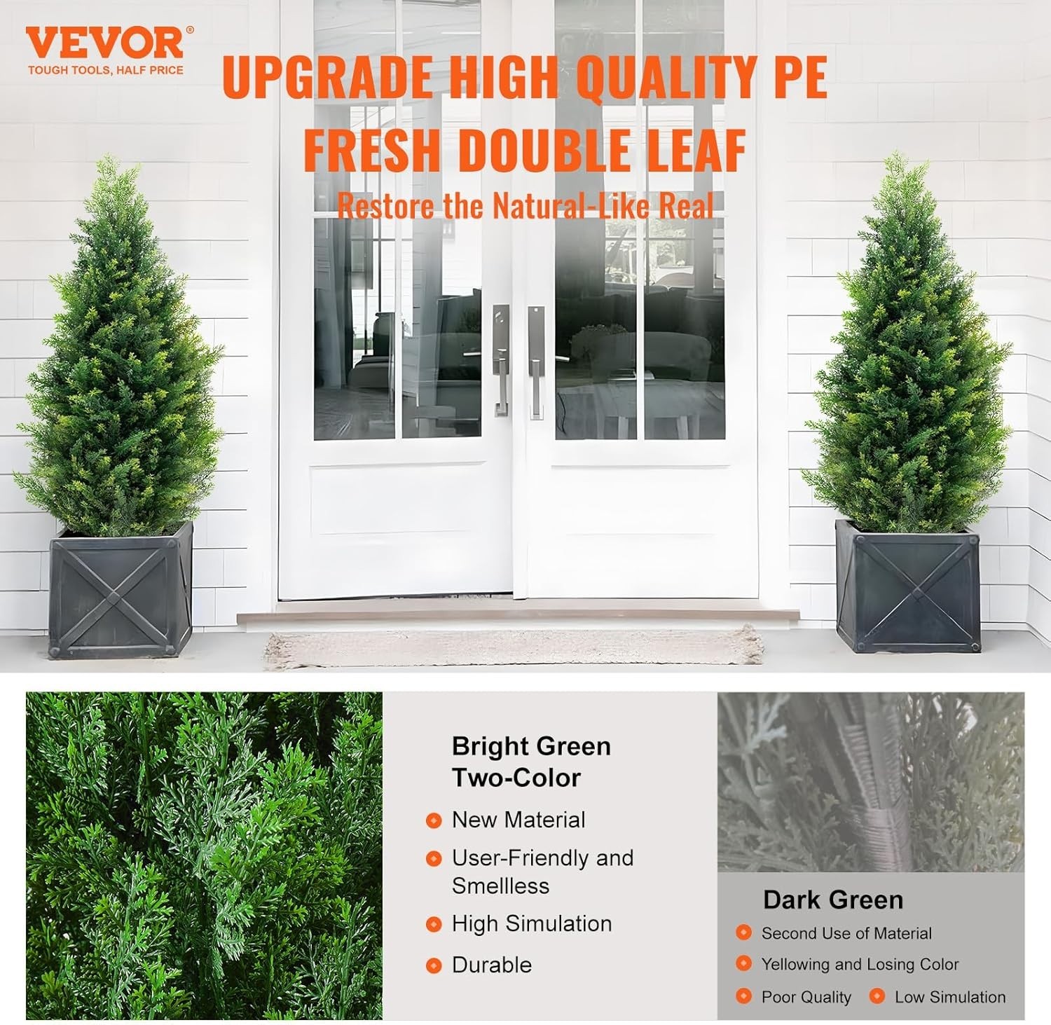 36-inch Faux Cedar Topiary Tree Set – -Round Indoor/Outdoor Plants – 2 Pack