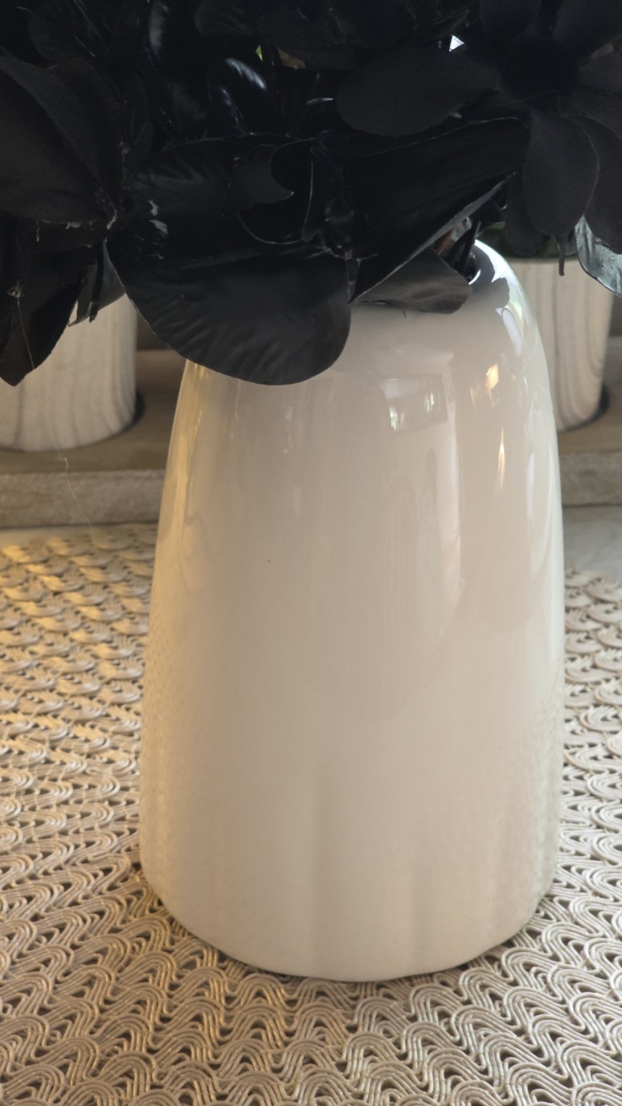 Martha Stewart Halloween Black Flower Floral Arrangement Ghost Vase