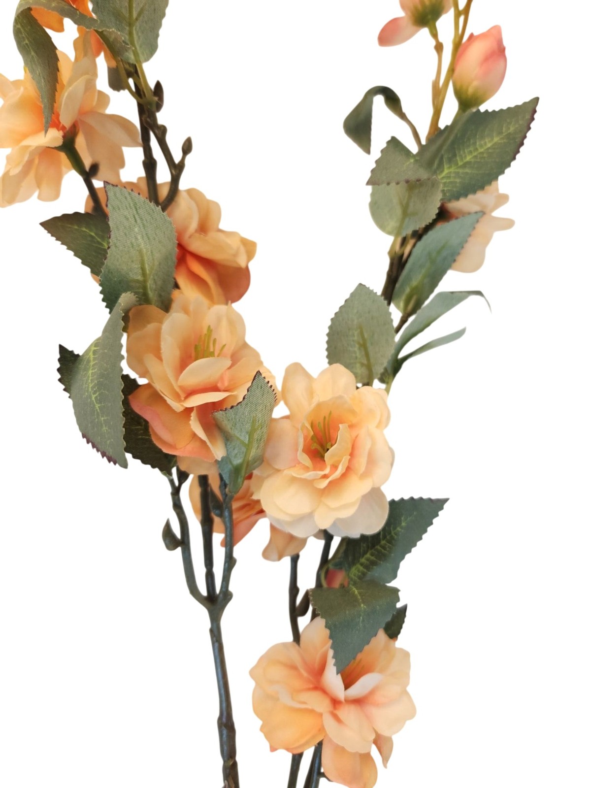 Peach Blossom Stem Artificial Flower Branch 33 Inch Faux Floral Spray Orange Flo