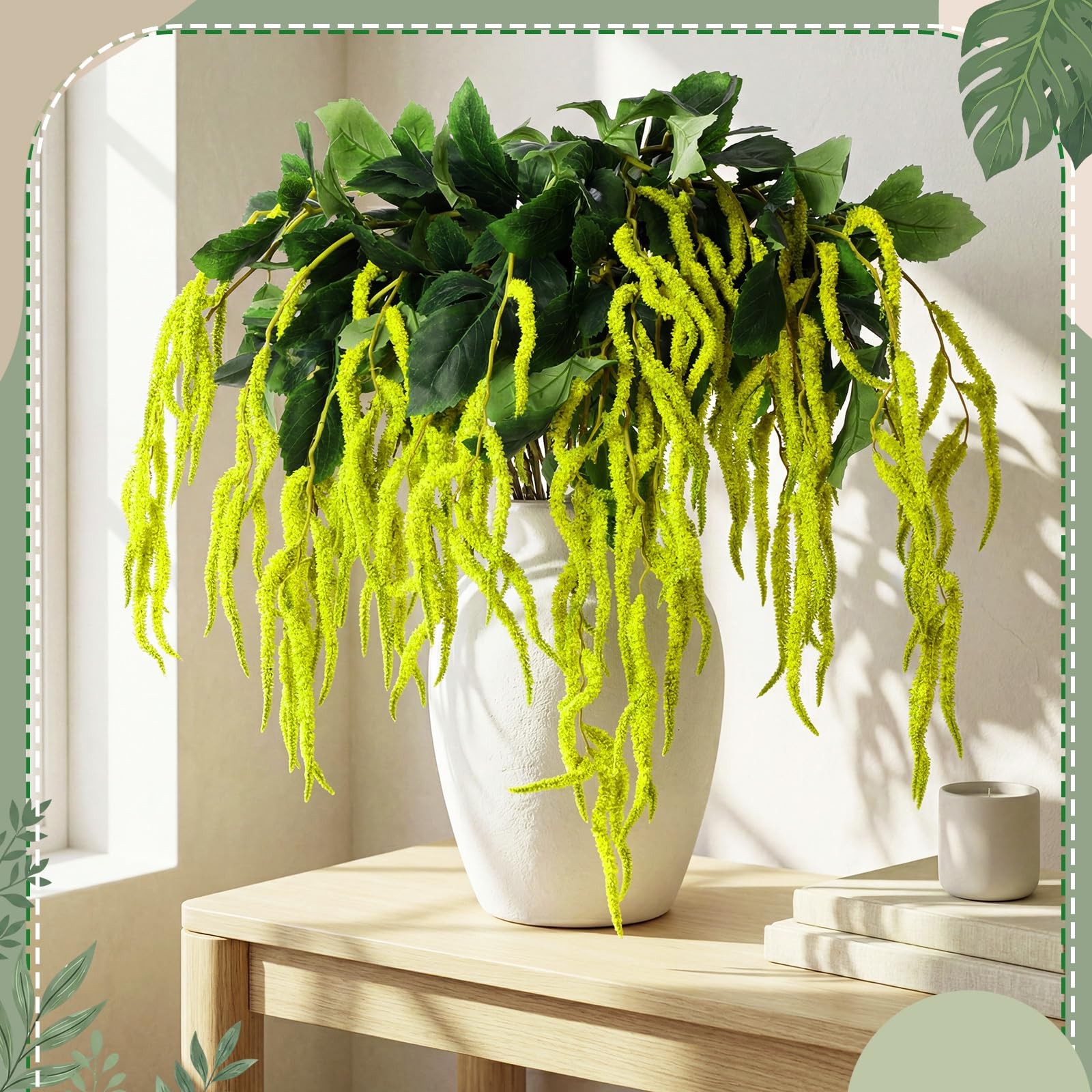 12 Pcs Artificial Hanging Amaranthus Faux Amaranthus Greenery Stems, Fake Han…