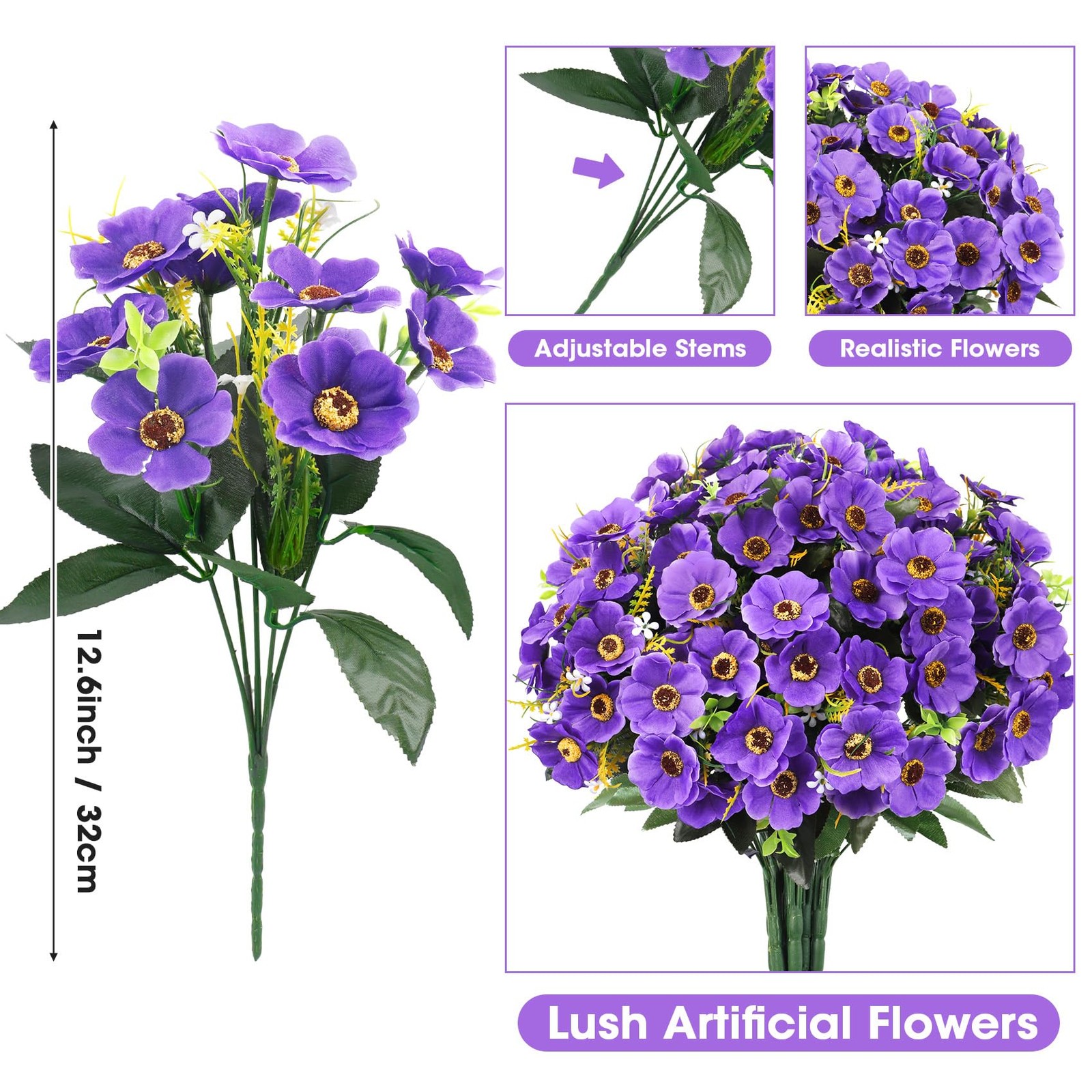 12 Bundles Artificial Flowers for Outdoors Decoration, Fake Daisy Silk Flower…