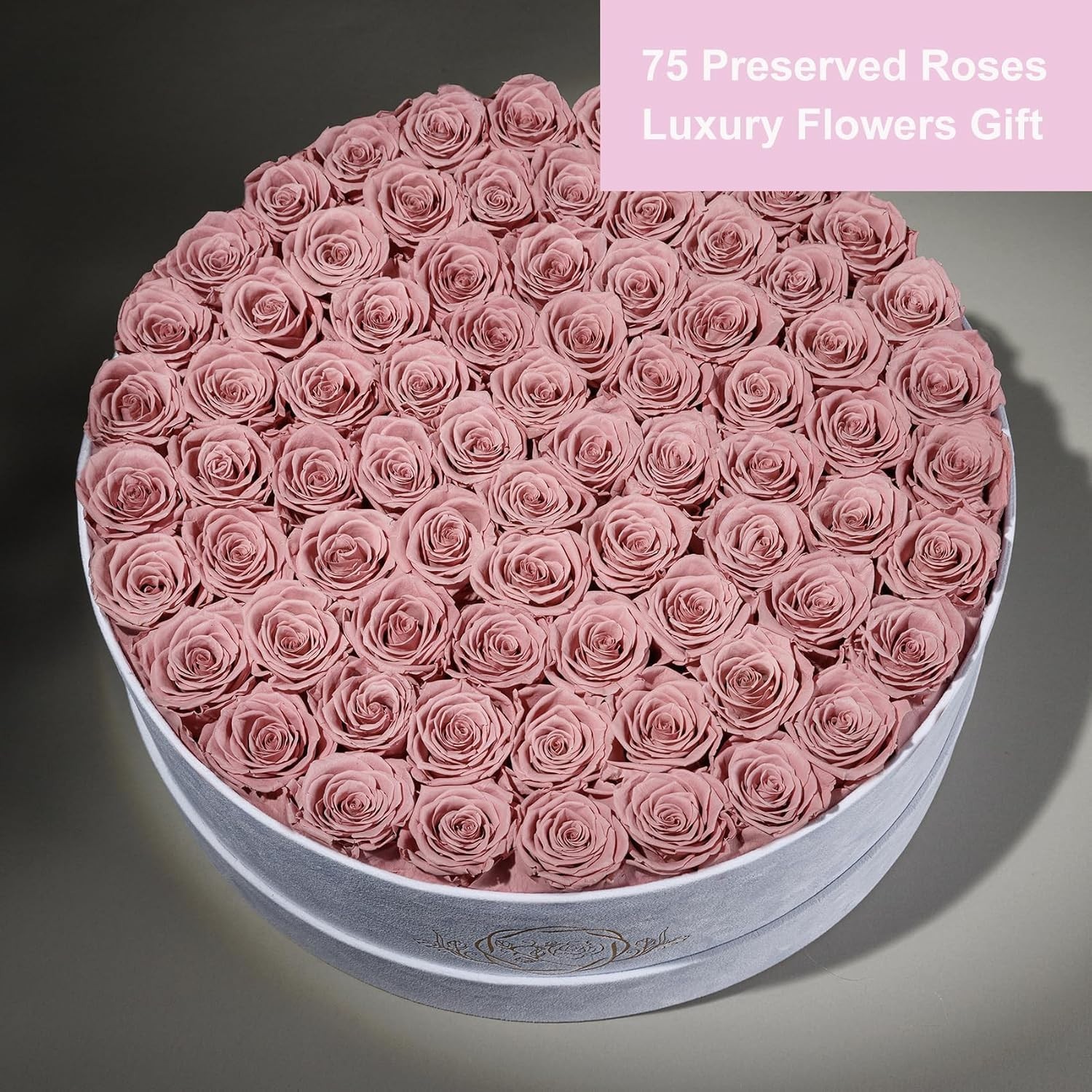 75 Preserved Roses in Suede Box – Luxury Flowers Gift
