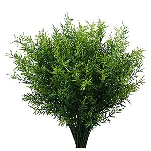 XLFAQXM Artificial Plants Flowers Grass Shrubs 8 Pack No Fade Faux 4#green