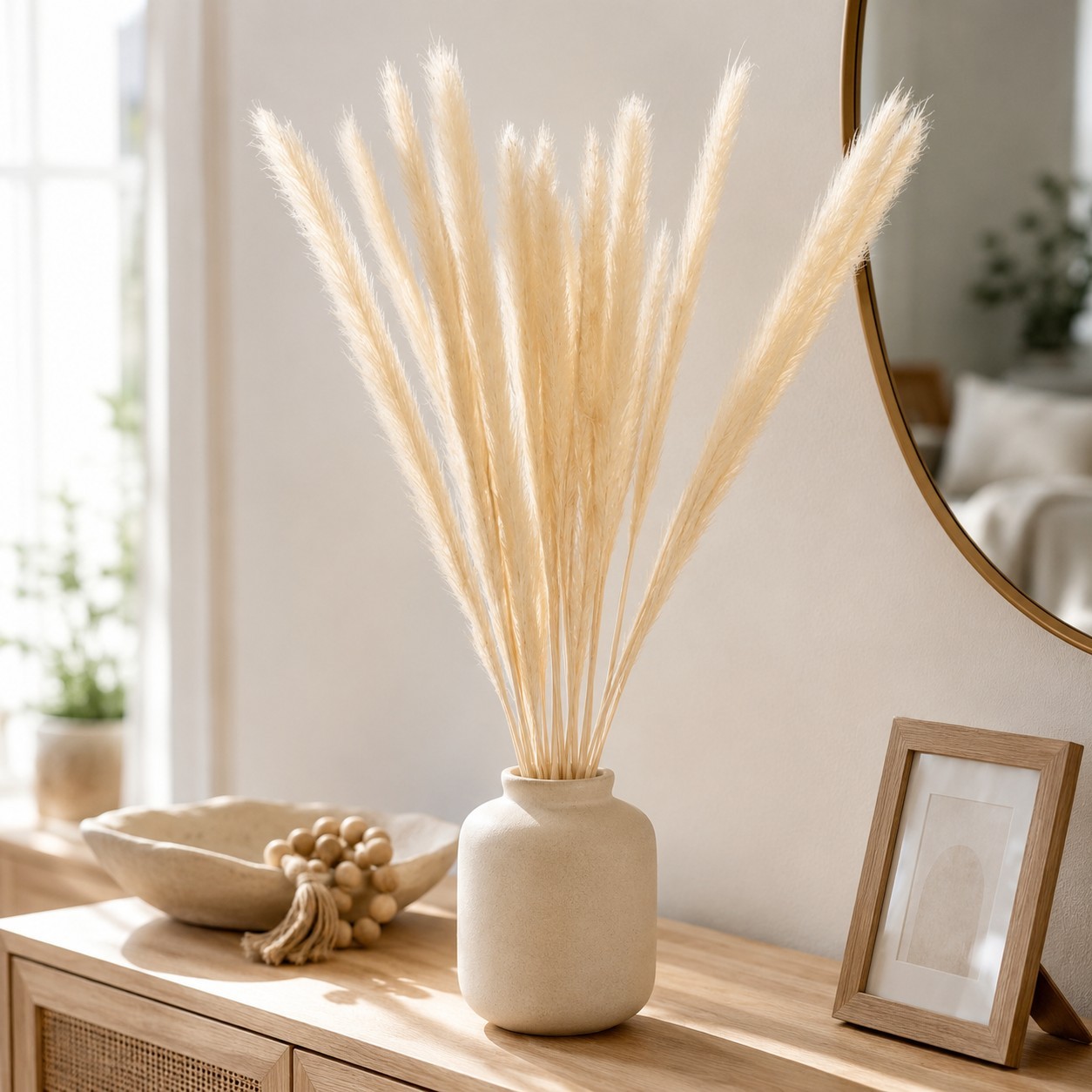 15 Stems Natural Dried Reed Grass Pampas Style Boho Home Vase Wedding Decor