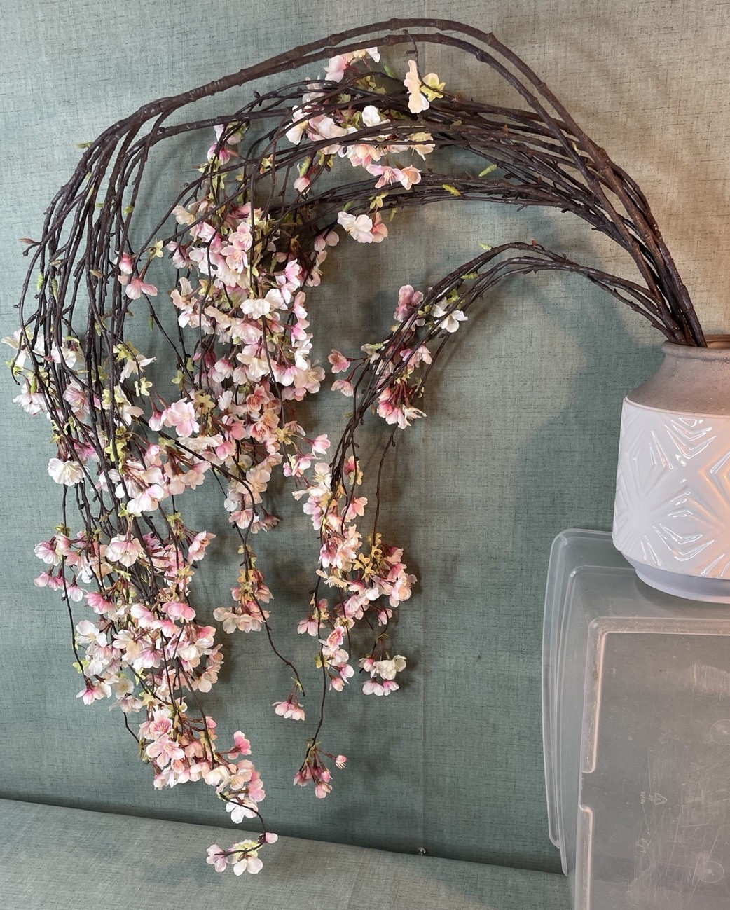 Faux Weeping Cherry Blossom Branch Weeping Pink Artificial Flower – 7 Branches