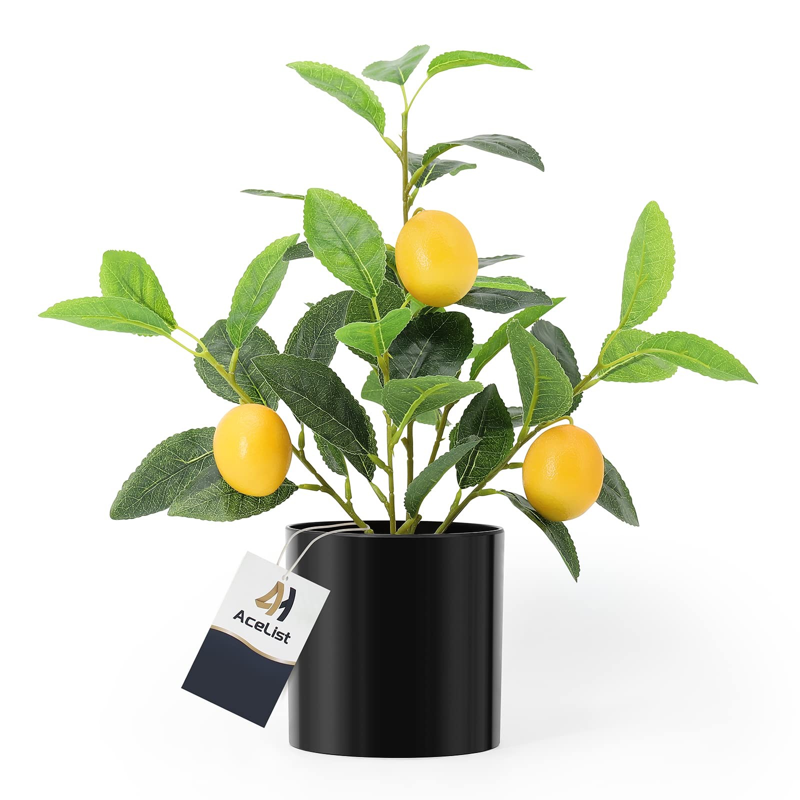 Artificial Mini Lemon Tree Potted Plants, 14.6 Inches Realistic Fake Plant Le…