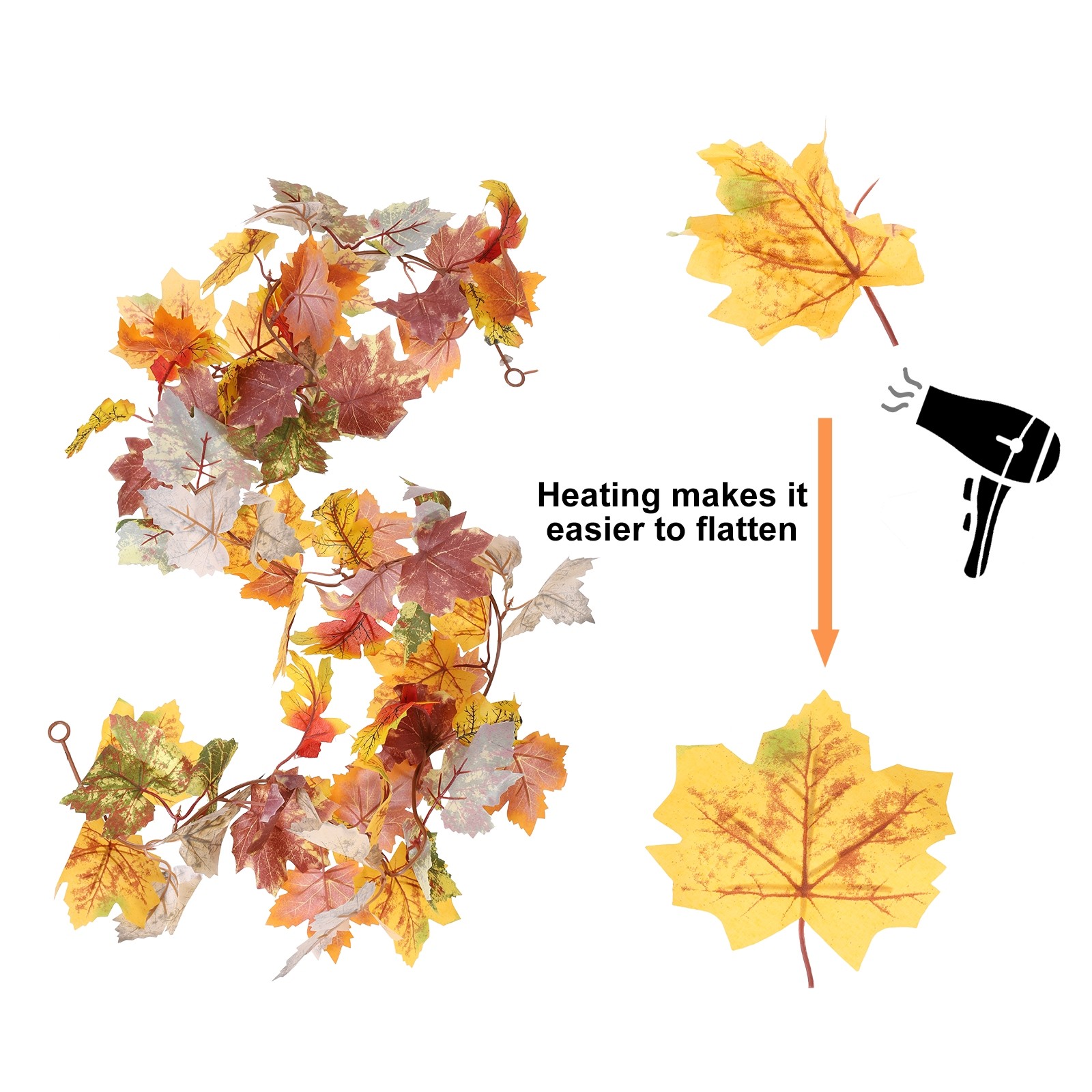 2Pcs Fall Maple Leaf Garland 5.9Ft Artificial Garland Decor Multicolor