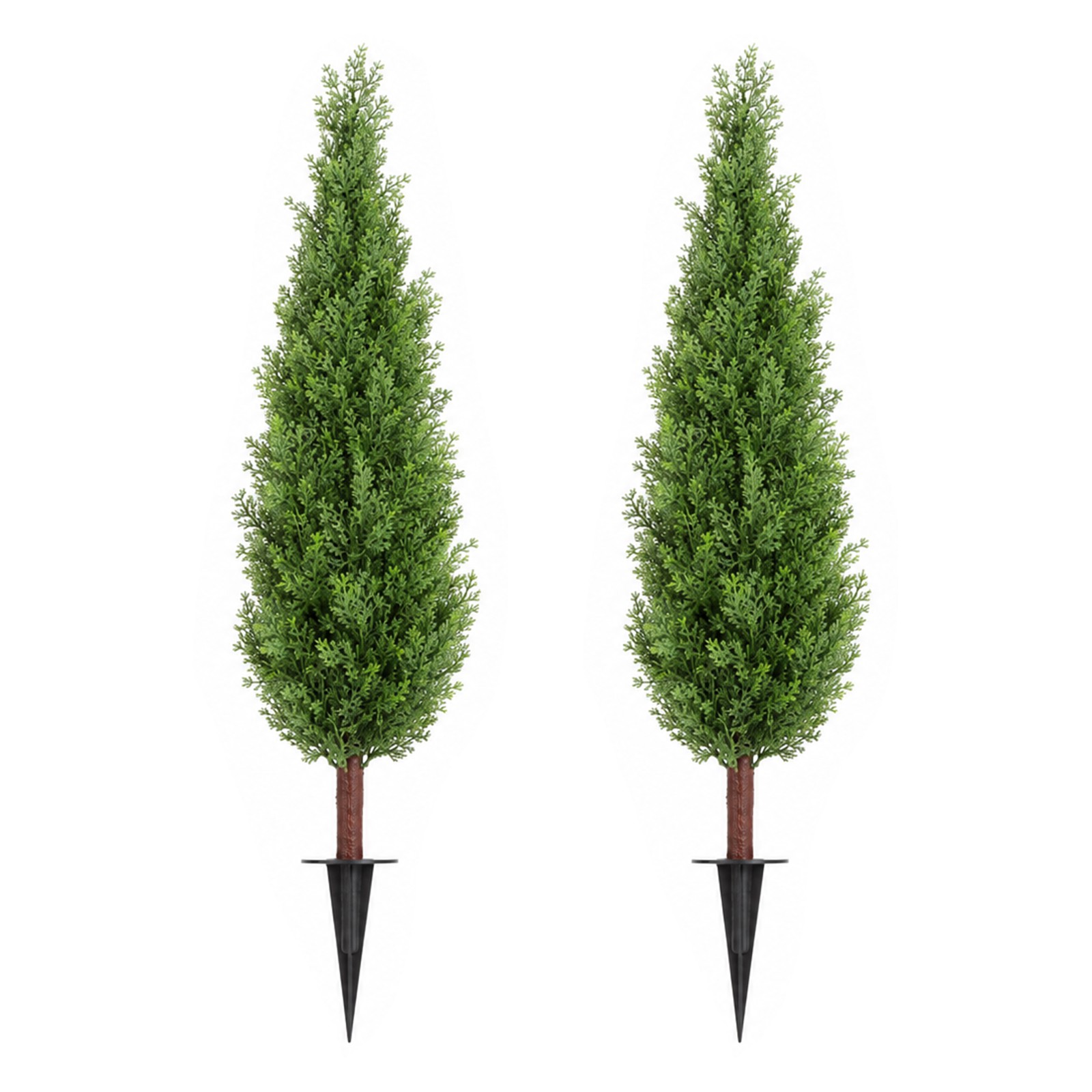 2Pcs 4ft Artificial Cedar Topiary Trees w/ Ground Spike for Porch Garden Office