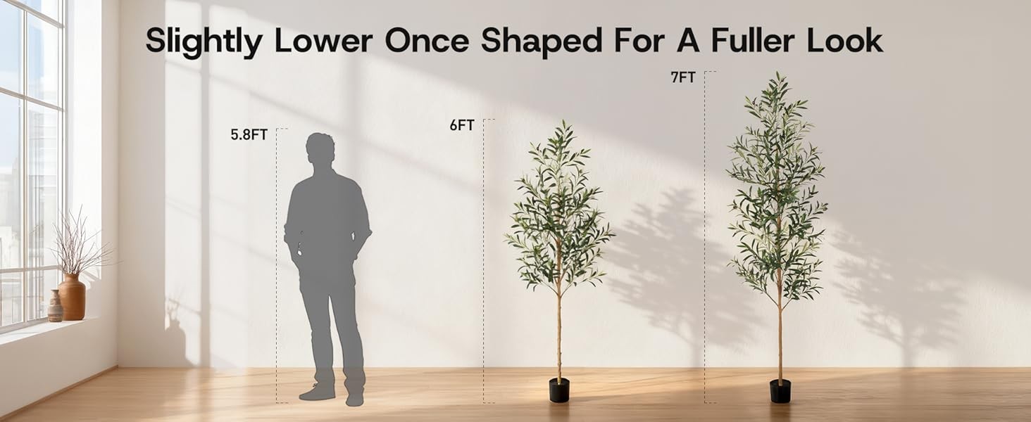 7FT Olive Trees Artificial Indoor, Tall Faux Olive Tree 7FT (84in) with Natural