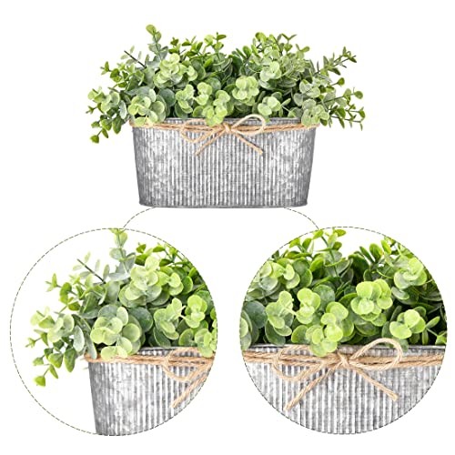 Artificial Eucalyptus Faux Plants Indoor for Farmhouse Home Decor Fake Grey