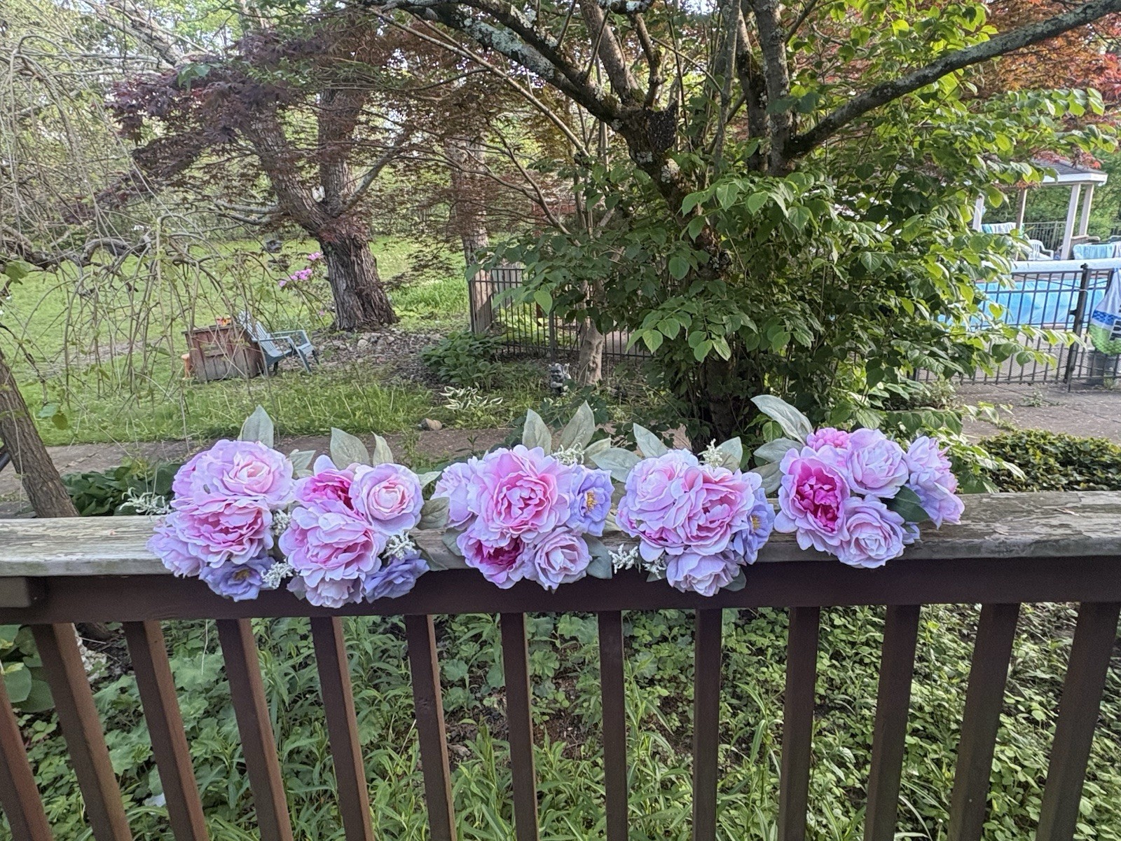 Bundle Of Artificial Pink Peony Purple & Rose (2)6Ft Garland & Bouquets New