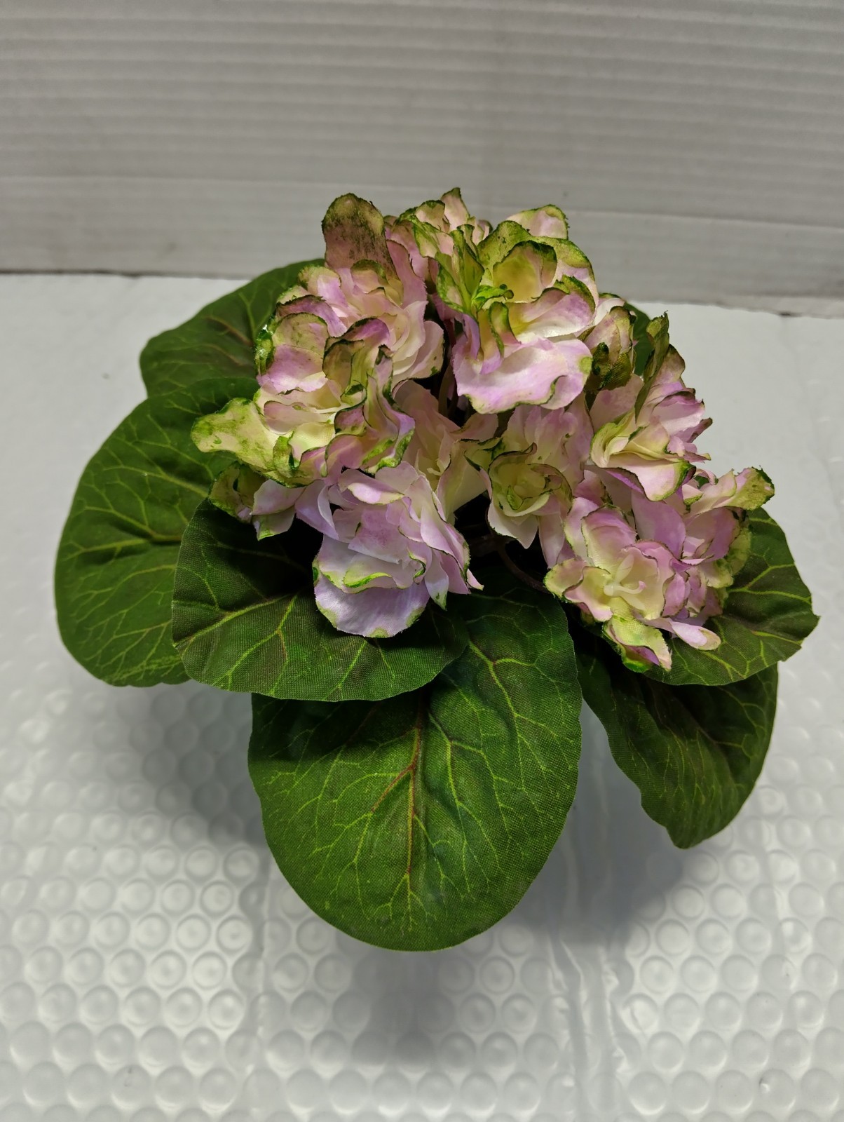 ARTIFICIAL 8″ Miniature African Violet – Lavender With Green Edge