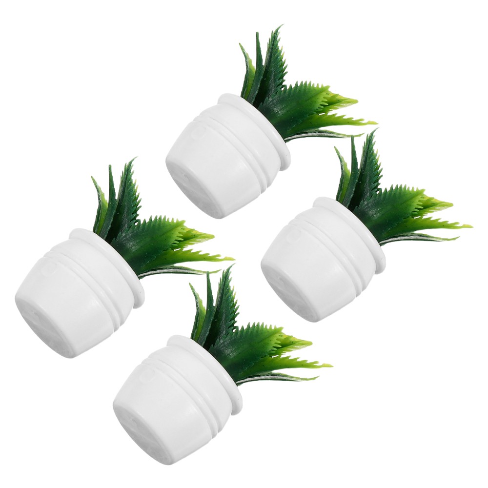 4 Pcs Dollhouse Simulation Potted Plant Mini Fake Plants Miniature Accessories