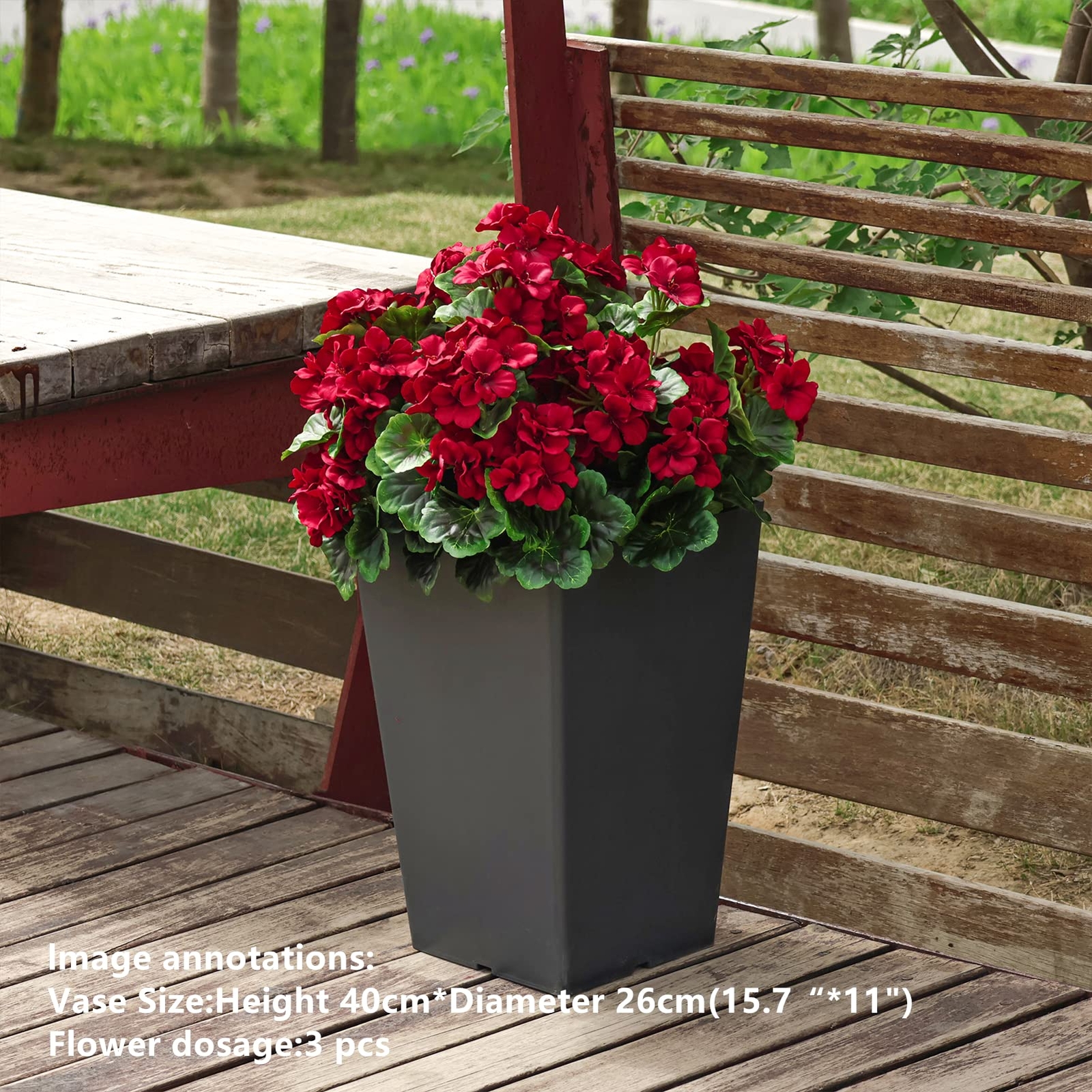 2Pcs 19” Realistic Artificial Geranium, Uv Resistant, Wedding Kitchen Garden…