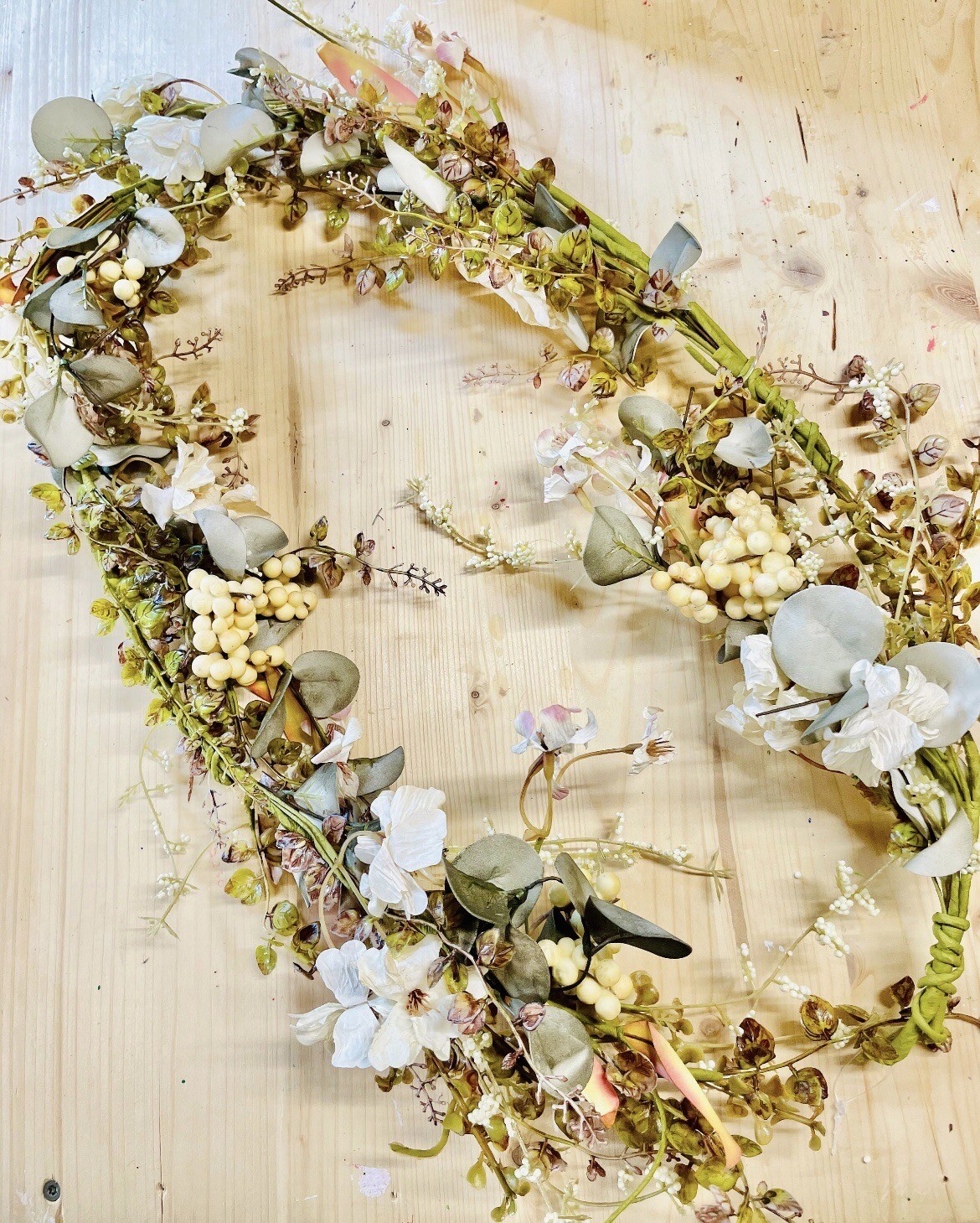 Mixed Cream Fall Farmhouse Floral Garland NEW 40”