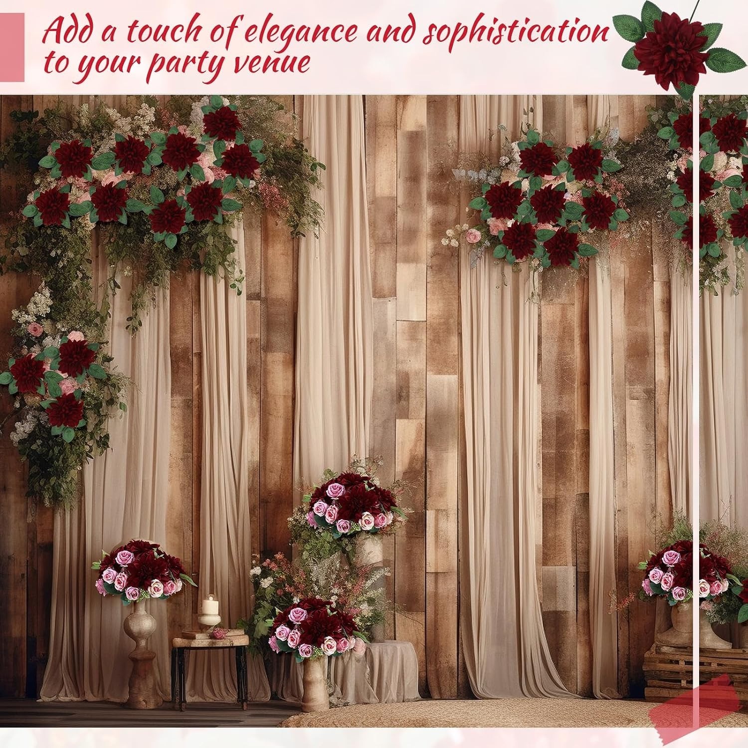 Bulk Pack of 50 Artificial Dahlia Flowers for Bridal Showers