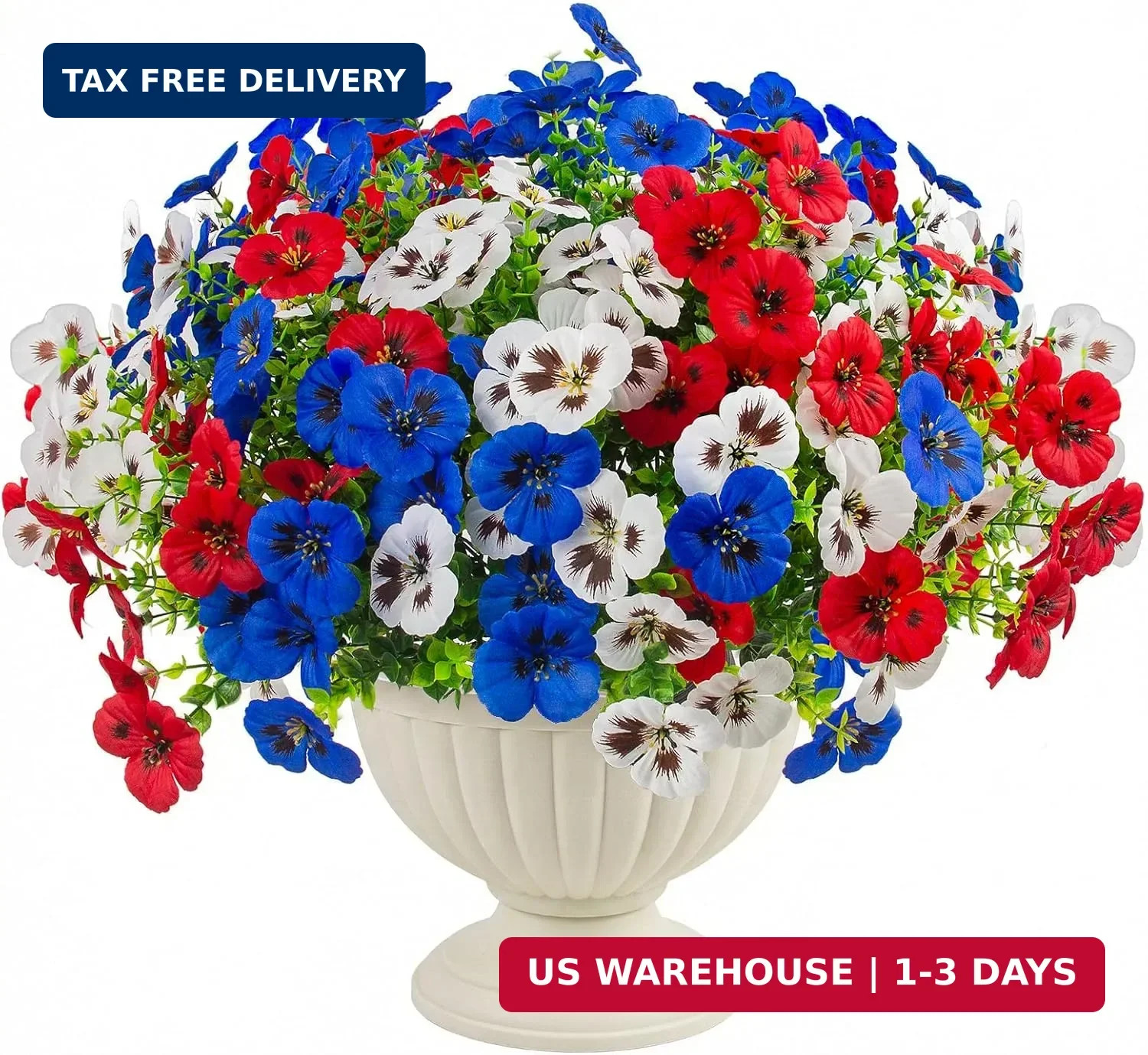 18 Pcs Artificial Fake Pansy Flowers for Outdoor, UV Resistant Faux Silk Pansies